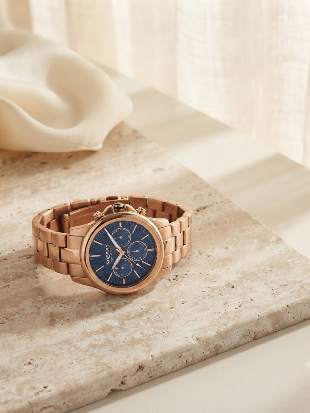 Sperry Top-Sider Rose Gold & Navy Blue Watch - Classic Chronograph Style